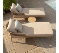 Maze Porto Sandstone Double Garden Sunlounger Set