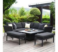 Maze Pulse Charcoal Square Rising Table Corner Garden Dining Set