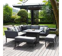 Maze Pulse Flanelle Square Fire Pit Table Corner Garden Dining Set