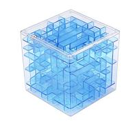 Maze Puzzle Game, New 3D Cube Puzzle Maze Hand Game Case Box with Bead Fun Brain Game Challenge s Blue Durable and Practical Durable processing