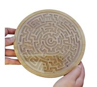 Maze Puzzle | Round Wood Maze Board Game | with 2 Metal Balls Learning Activity for Student Children Adult Classroom Family Travel Party