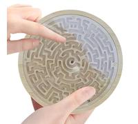 Maze Puzzle, Round Wood Maze Board Game, with 2 Metal Balls Round Board Learning Activity for Student Classroom Family Teenager Adult Road Trip Party