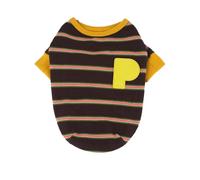 Maze Stripe Dog Shirt, Classic Striped Pet Clothes for Small, Medium, Large Dogs & Cats Soft Cotton, Stretchy Comfortable Fit Puppy T-Shirt (Navy & Brown) (Brown, XXL)