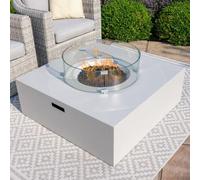 Maze White Pebble Square Outdoor Gas Fire Pit