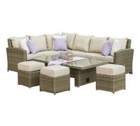 Maze Winchester Natural Rattan Rising Table Corner Garden Dining Set