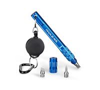 MAZEL 3 in 1 Golf Clubs Groove Sharpener Retractable Cord 22 Inch Fit for U V Grooves,Aluminium Golf Clean Tool with Buckle for Easier Carry (Blue 3in1 Sharpener)