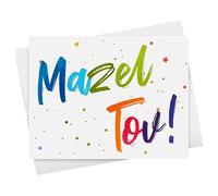 Mazel Tov Congratulations and Good Luck Greeting Cards and Envelopes - Blank Inside - Great for Bar and Bat Mitzvah for Girls and Boys, Weddings and Jewish Celebrations - 4.25" x 5.5" - 10 per Pack