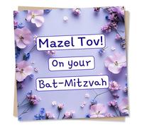 Mazel Tov On Your Bat Mitzvah Card - Jewish Celebrations, Religious, Religion - For a Friend, Relative, Special Someone