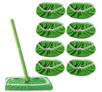 MAZELIKEHOOD 8 Pcs Reusable Microfibre Refill Mop Head Dry and Wet Sweeping Cloths Mops compatible for Swiffer Sweeper for Household Floor Cleaning (green)