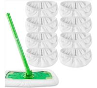 MAZELIKEHOOD 8 Pcs Reusable Microfibre Refill Mop Head Dry and Wet Sweeping Cloths Mops compatible for Swiffer Sweeper for Household Floor Cleaning (white)