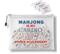 Mazentrix 3 Pack White Mahjong Tile Bags, 13.6 x 9.7 Inch Waterproof American Mahjong Storage Pouches with Zipper, Tile Holder Case for 166 Mah Jong Tiles, Portable Game Night Accessories (Case Only)