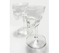 Mazeology Modern Handmade Mouth-blown Crystal Clear Borosilicate Glass SKULL Shaped Set of Two Stemmed Wine or Cocktail Glasses, good for Liquors, After-Dinner Drinks and More!