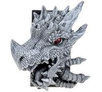 Mazeran 3D Dragon Decorative Bookend, Fantasy Shelf Decor Nook, Medieval Vintage Dragon Book End Stopper, PS5 Xbox Switch Game disks Stand Holder, Bookshelf Statue Decorations