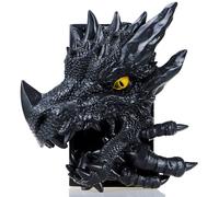 MAZERAN 3D Dragon Decorative Bookend, Fantasy Shelf Decor Nook, Vintage Dragon Book End, Medieval Evil Dragon Book Stopper, Dragon Bookshelf Statue Decorations