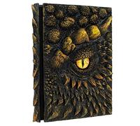 Mazeran 3D Dragon Hardcover Embossed Journal, Antique Handmade Earth Dragon Eye Polystone A5 Blank Craft Writing Sketch Notebook Daily Notepad, Home Ornament Artistic Fantasy Decoration