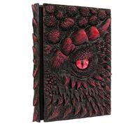 Mazeran 3D Dragon Hardcover Embossed Journal, Antique Handmade Lava Dragon Eye Polystone A5 Blank Craft Writing Sketch Notebook Daily Notepad, Home Ornament Artistic Fantasy Decoration