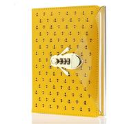 Mazeran Bee Shaped Combination Lock Journal, PU Leather Hard Cover Notebook Cute Diary, A5 Lined Password Locking Personal Planner Secret Organizer Gift for Girls Women Daughter