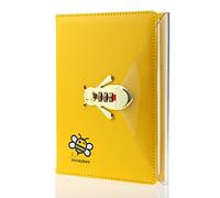 Mazeran Bee Shaped Combination Lock Journal, PU Leather Hard Cover Notebook Cute Diary, Thick A5 Lined Password Locking Personal Planner Secret Organizer Gift for Girls Women Daughter