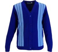 Mazeys Mens Classic Retro Multi Striped Cardigan (UK, Alpha, S, Regular, Regular, Blue/Sky)