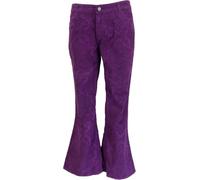 Mazeys Mens Jimi Hendrix Paisley Corduroy Retro Bell Bottom Flares (34 W 34 L, Purple)