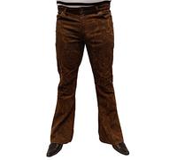 Mazeys Mens Jimi Hendrix Paisley Corduroy Retro Bell Bottom Flares (34W / 30L, Tan)
