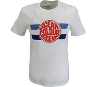 Mazeys Mens Official Licensed Ocean Colour Scene T Shirt (UK, Alpha, L, Regular, Regular, White Sphere Logo)
