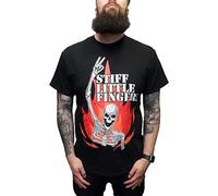 Mazeys Mens Official Stiff Little Fingers T Shirts Skellington Flame Size M