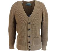Mazeys Mens Skinhead Mod Waffle Knit Cardigan… (UK, Alpha, S, Regular, Regular, Camel Brown)