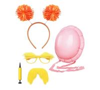 Mazholoths 5 Pcs Orange and Yellow Tutu Costume With Headband Yellow Mustache and Eyebrows Glasses Inflatable Belly Set Furry Character Costume Accessories for Book Week Halloween Party
