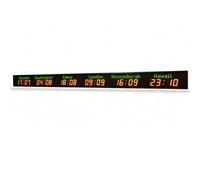MazmornFly 3/4/5/6 City World Time Wall Clock,Large LED Digital Clock with Automatic Calibration,Annual Error <2 Minutes,Personalized City Time Zone Display & 5-Level Brightness Adjustment 6City