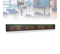 MazmornFly Automatic Calibration World Wall Clock,3/4/5/6 Cities Time Zone Display, Personalized City Selection, LED Screen, Ultra-Low Annual Error & 5 Brightness Settings 4City
