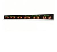 MazmornFly Automatic Calibration World Wall Clock,3/4/5/6 Cities Time Zone Display, Personalized City Selection, LED Screen, Ultra-Low Annual Error & 5 Brightness Settings 6City