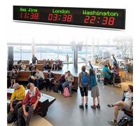 MazmornFly Digital Led World Clock,3/4/5/6 Time Zone Wall Mounted City Time Zone World Clock,5 Brightness Adjustment,City Can Be Changed,for Hotels,Airports,and Multinational Enterprises 3City
