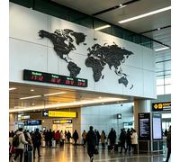 MazmornFly Digital Led World Clock,3/4/5/6 Time Zone Wall Mounted City Time Zone World Clock,5 Brightness Adjustment,City Can Be Changed,for Hotels,Airports,and Multinational Enterprises 4City