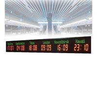 MazmornFly Digital Led World Clock,3/4/5/6 Time Zone Wall Mounted City Time Zone World Clock,5 Brightness Adjustment,City Can Be Changed,for Hotels,Airports,and Multinational Enterprises 6City