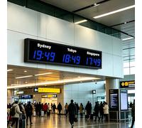 MazmornFly Multi Time Zone LED Digital World Clock, 3/4/5 Cities International Wall Clock, Large Clear Display World Time Clock for Hotel, Office, Reception Area 3City-Blue