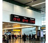 MazmornFly Multi Time Zone LED Digital World Clock, 3/4/5 Cities International Wall Clock, Large Clear Display World Time Clock for Hotel, Office, Reception Area 3City-Red