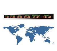 MazmornFly World Time Zones Clock, LED Digital Full Color Multiple Time Zones Clock, 3/4/5/6 Cities World Time Wall Clock, Brightness Adjustment, for Hotels/Enterprises/Airports 6City