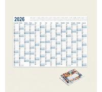 Mazo Moon 2026 Large Wall Planner Calendar - Blue Full-Year Organiser with 4 Sticker Sheets, Writable Memo Sections & To-Do Lists, Yearly Schedule Chart for Office, School or Home Planning