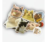 Mazo Moon 50 x Funny Cat Stickers - Waterproof Vinyl Meme Stickers for Laptops, Water Bottles, Journaling, Scrapbooking, Skateboards & Cute Cat Lover Gifts