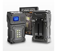 Mazo Moon Mini LED Flashlight - Ultra-Bright 7 Modes, Rechargeable USB-C Torch with Magnetic Base, Back Clip & Power Display - Portable Keychain Light for Camping, Work, Emergency