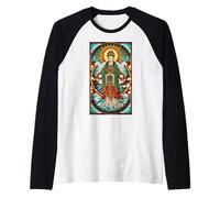 Mazu Sea Goddess Stained Glass Chinese Mythology Raglan Baseball Tee