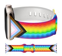 Mazuboho Pride Band Compatible with Compatible with Apple Watch Band for Women 42mm(S10) 41mm 40mm 38mm, Adjustable Soft Silicone Rainbow Printed iWatch Bands for iWatch Series 10 9 8 7 6 5 4 3 2 1 SE