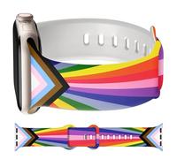 Mazuboho Pride Band Compatible with Compatible with Apple Watch Band for Women 42mm(S10) 41mm 40mm 38mm, Adjustable Soft Silicone Rainbow Printed iWatch Bands for iWatch Series 10 9 8 7 6 5 4 3 2 1 SE