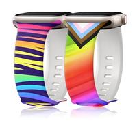 Mazuboho Pride Band Compatible with Compatible with Apple Watch Band for Women 42mm(S10) 41mm 40mm 38mm, Adjustable Soft Silicone Rainbow Printed iWatch Bands for iWatch Series 10 9 8 7 6 5 4 3 2 1 SE