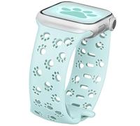 Mazuboho Silicone Band Compatible with Apple Watch Band 41mm 40mm 38mm for Women Men, Soft Cute Dog Paw Hollow Out iWatch Bands for Apple Watch Bands Series 9/8/7/6/5/4/3/2/1/SE (Green)