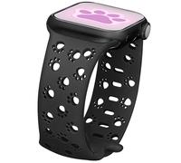 Mazuboho Silicone Band Compatible with Apple Watch Band 45mm 44mm 49mm 42mm Women Men, Soft Cute Dog Paw Hollow Out iWatch Bands for Apple Watch Bands Series 9/8/7/6/5/4/SE Ultra/Ultra 2 (Black)