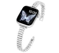 Mazuboho Thin Band Compatible with Apple Watch Bands Women 38mm 40mm 41mm 42mm 44mm 45mm 49mm, Diamond Metal Band for iWatch Ultra 2/Ultra Series 9/8/7/6/5/4/3/2, silver, 38mm/40mm/41mm, Classic