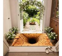 Mazulora 3D Optical Illusion Rug - Vortex & Bottomless Hole Design Non-Slip Doormat | Indoor/Outdoor Use for Entrance, Living Room, Playroom & Office (Color-O, 31.50×47.24in)