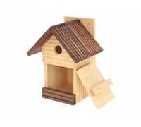 MAZUR Breeding Shed, Wood Bird House, Breeding nest for laying eggs, Bird Feeding Station, Birdhouse, Wooden Bird House, Tit rich heaped blue tit, mazurek, Natural Wood